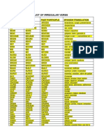 List of Irregular Verbs: Present Past Past Participle Spanish Translation