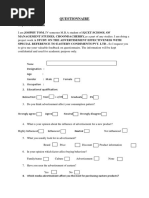 Questionnaire: Respected Sir/Madam