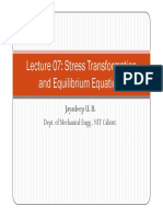 Lecture 07: Stress Transformation and Equilibrium Equations: Dept. of Mechanical Engg., NIT Calicut