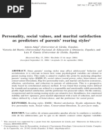 Personality, Social Values, and Marital Satisfaction As Predictors of Parents' Rearing Styles