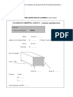 PACKHAM'S SHIPPING AGENCY - Customer Quotation Form: Example