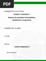 Unidad 2 Tarea 1 Principios Homeopáticos, Herbolarios y de Acupuntura