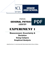 Expt 1 - Measurement Uncertainty Deviation, Using Caliper and Graphical Analysis