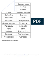 Paises y Capitales de America Del Sur