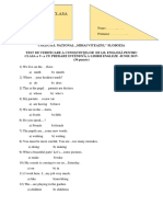 Testare Pentru Clasa A V-A 08 Iunie 2017