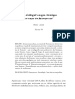 Latour para Distinguir Amigos e Inimigos No Tempo Do Antropoceno PDF