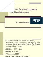 Systemic Functional Grammar SFG and Discourse