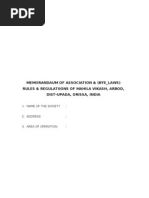 Memorandaum of Association & (Bye - Laws) Rules & Regulatiions of Mahila Vikash, Arbod, Dist-Upada, Orissa, India