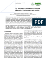 The Influence of Mathematical Communication On Student's Mathematic Performance and Anxiety