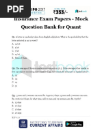 Insurance Exam Papers Model Question Bank For Quant