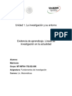 Evidencia de Aprendizaje. Lineas de Investigación en La Actualidad