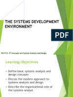 The Systems Development Environment: BCO113-IT Concepts and System Analysis and Design