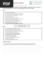 Compound Sentences Worksheet