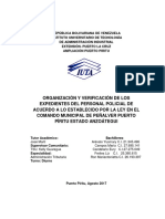 Organización y Verificación de Los Expedientes Del Personal Policial de Acuerdo A Lo Establecido Por La Ley en El Comando Municipal de Peñalver Puerto Píritu Estado Anzoátegui