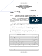 DND Department Circular NR 03-A Dated 14 September 2000 Codified Approving and Signing Authority On Military Personnel Administration Matters