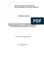 Diagnostico de Residuos Solidos Domiciliarios en La Localidad de Porongo - Santa Cruz - Bolivia