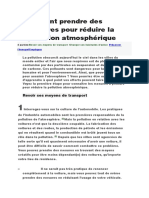 Comment Prendre Des Mesures Pour Réduire La Pollution Atmosphérique