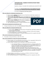 Gsis Policies On The Designation, Change or Revocation Their Beneficiary Under Lep or Elp