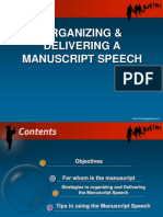 Organizing and Delivering A Manuscript Speech