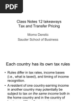 Class Notes 12 Takeaways Tax and Transfer Pricing: Momo Deretic Sauder School of Business