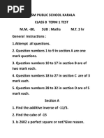 BSM Public School Class 8 Maths