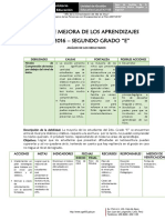 Plan de Mejora Del Segundo Grado e de Primaria - 2016