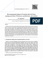 Impacto Ambiental de Los Metales Derivados de Las Actividades Mineras Procesos, Predicciones, Prevención