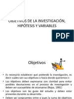 Objetivos de La Investigación, Hipótesis y Variables