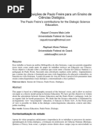 As Contribuições de Paulo Freire para o Ensino de Ciências Dialógico