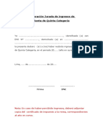 Declaración Jurada de Ingresos de 5ta Categoria