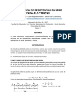 Combinacion de Resistencias en Serie Paralelo y Mixtas Infrome IV Fisica III