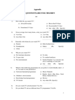 Appendix Part-I: Questionnaire For Children