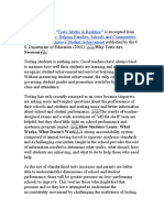 Tests: Myths & Realities Testing For Results: Helping Families, Schools and Communities Understand and Improve Student Achievement