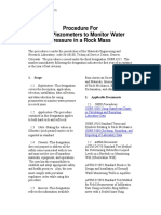 Procedure For Using Piezometers in A Rock Mass