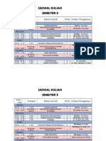 Jadwal Kuliah Semester: Hari / Jam Tempat Mata Kuliah SKS Dosen Pengampu