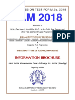 Information Brochure: Joint Admission Test For M.Sc. 2018