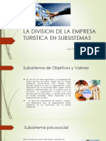 La Division de La Empresa Turistica en Subsistemas