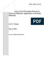 Introduction To First-Principles Electronic Structure Methods: Application To Actinide Materials