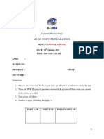 Ekt 120 Computer Programming Test I + DATE: 22 October 2012 TIME: 8.00 AM - 9.30 AM Name: Matrix No: Program: Venue: Lecturer