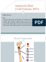 Hematocrit (HCT) (Packed Cell Volume PCV) : Objectives: To