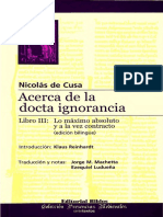 Acerca de La Docta Ignorancia: Nicolás de Cusa