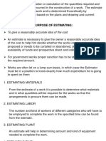 Types and Purpose of Estimating-Rs