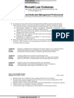 Ronald Lee Coleman Management Career