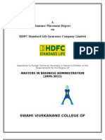 A Summer Placement Report On HDFC Standard Life Insurance Company Limited