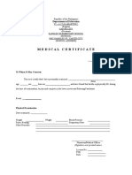 Medical Certificate: Department of Education