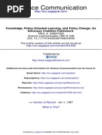 SABATIER 1987 Knowledge, Policy-Oriented Learning, and Policy Change: An Advocacy Coalition Framework