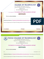 Pavai College of Technology: Certificate Certificate