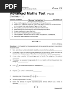 Advanced Maths Test: Class: VII