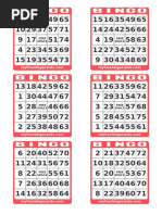 1-75 American Bingo Cards