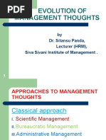 Evolution of Management Thoughts: by Dr. Sitansu Panda, Lecturer (HRM), Siva Sivani Institute of Management